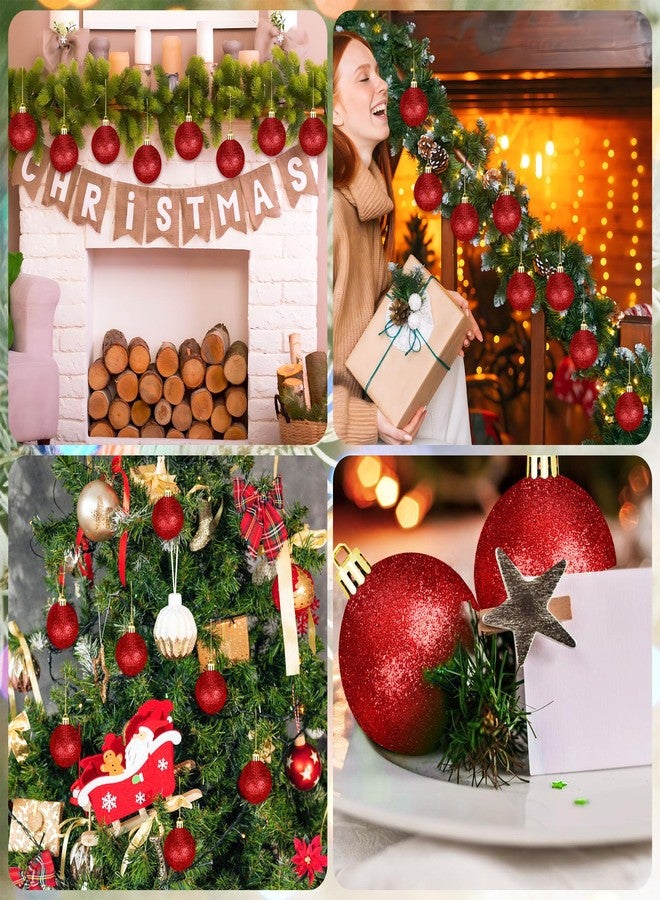 Fairooth 12 Pcs Red Ball Ornaments 2.4 Inch Shatterproof Christmas Tree Decorations Glittering Plastic Hanging Ball Ornaments for Xmas Tree Home Holiday Party Decor - Image 4